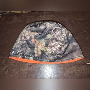 Under Armour Woodland Camo Beanie with Orange Trim